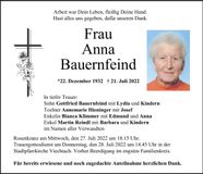 Traueranzeige Anna Bauernfeind