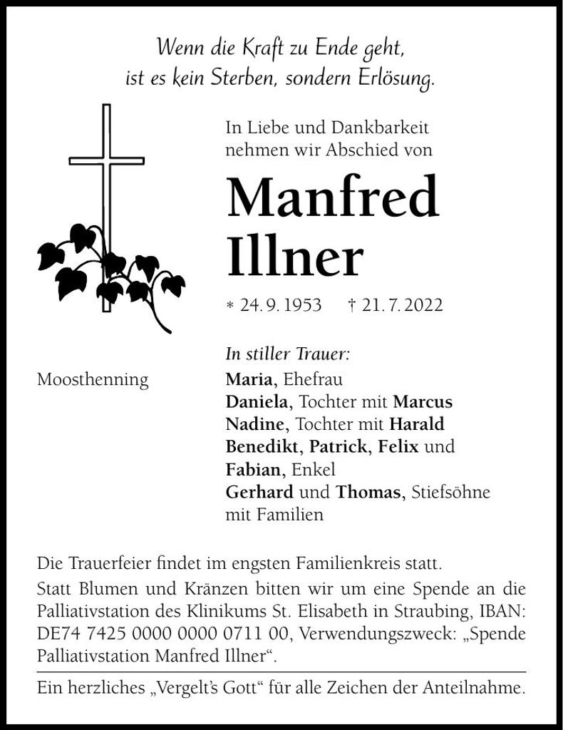 Traueranzeige Manfred Illner