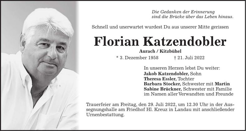 Traueranzeige Florian Katzendobler