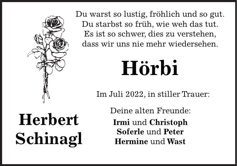 Traueranzeige Herbert Schinagl