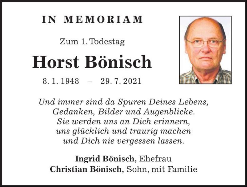 Traueranzeige Horst Bönisch