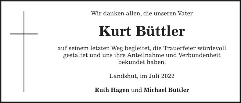 Traueranzeige Kurt Büttler