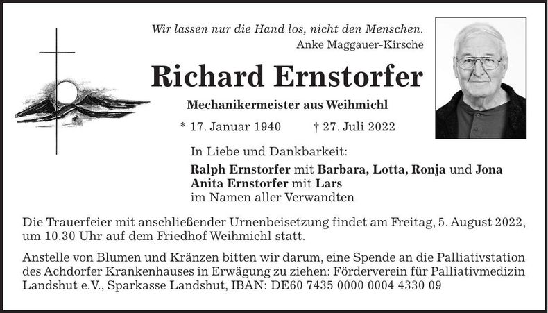 Traueranzeige Richard Ernstorfer