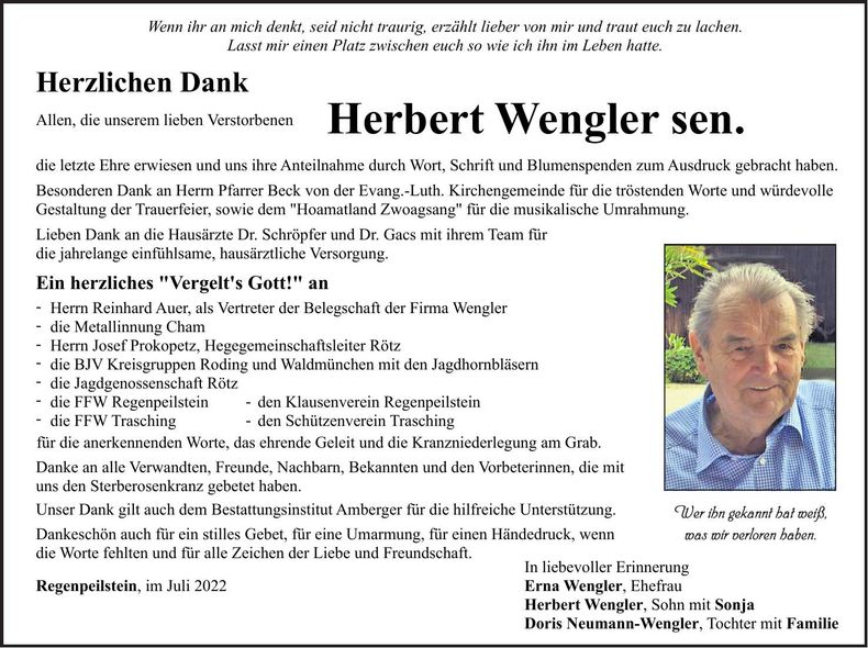 Traueranzeige Herbert Wengler