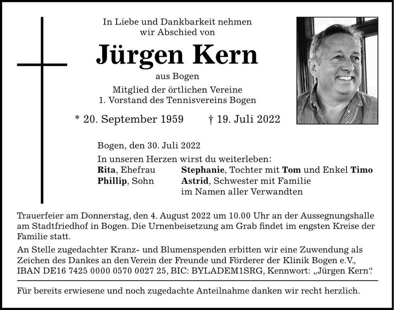 Traueranzeige Jürgen Kern