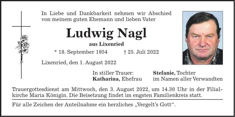 Traueranzeige Ludwig Nagl