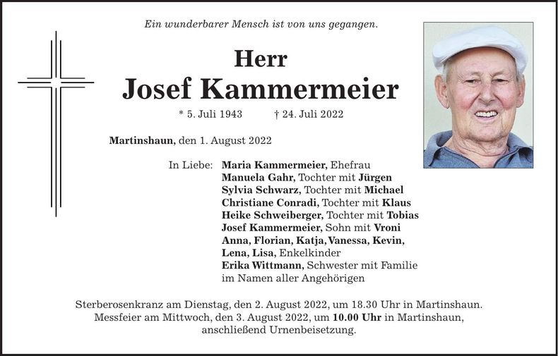 Traueranzeige Josef Kammermeier
