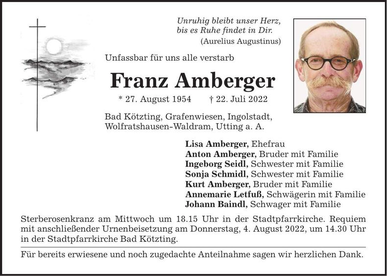 Traueranzeige Franz Amberger