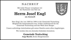 Traueranzeige Josef Engl