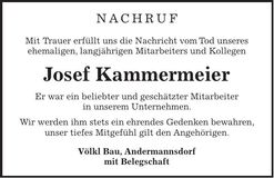 Traueranzeige Josef Kammermeier