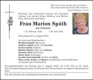 Traueranzeige Marion Späth