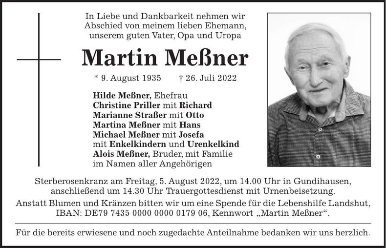 Traueranzeige Martin Meßner