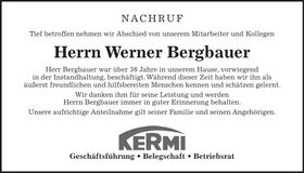 Traueranzeige Werner Bergbauer