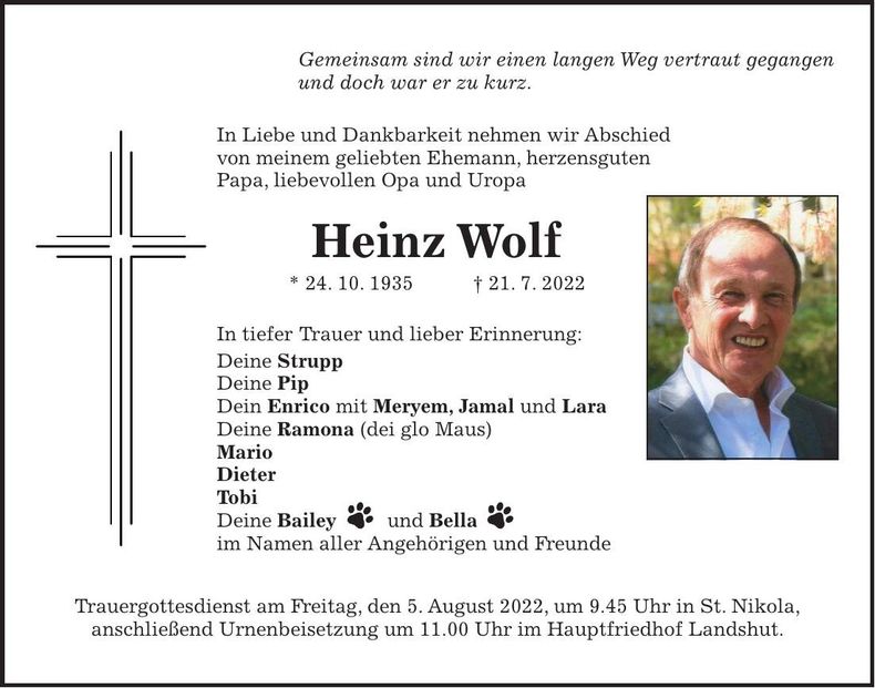 Traueranzeige Heinz Wolf