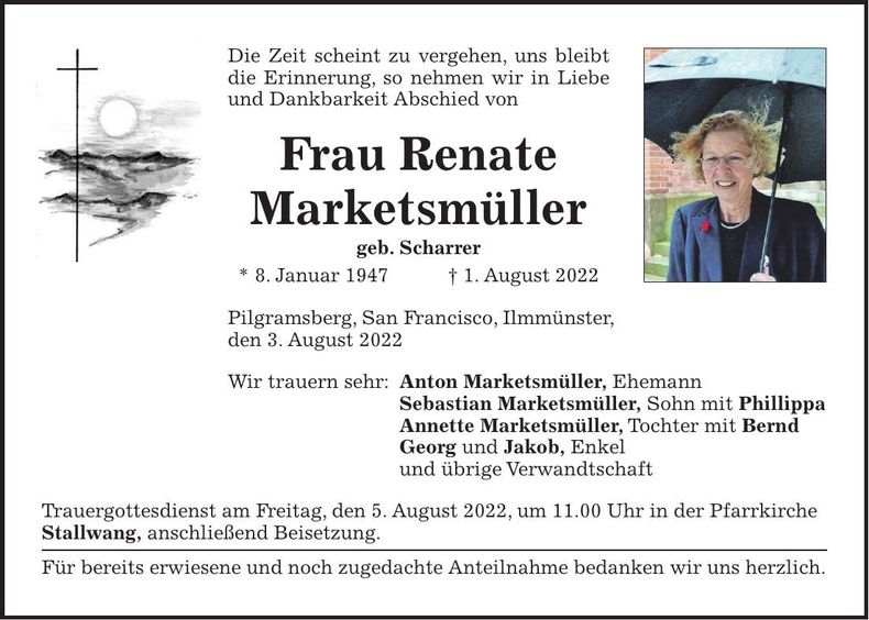 Traueranzeige Renate Marketsmüller