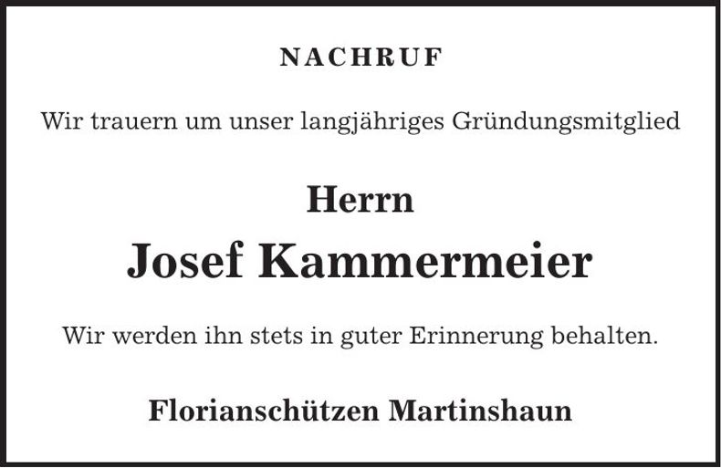 Traueranzeige Josef Kammermeier