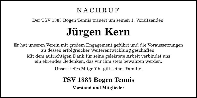 Traueranzeige Jürgen Kern