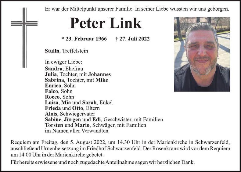 Traueranzeige Peter Link
