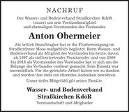 Traueranzeige Anton Obermeier