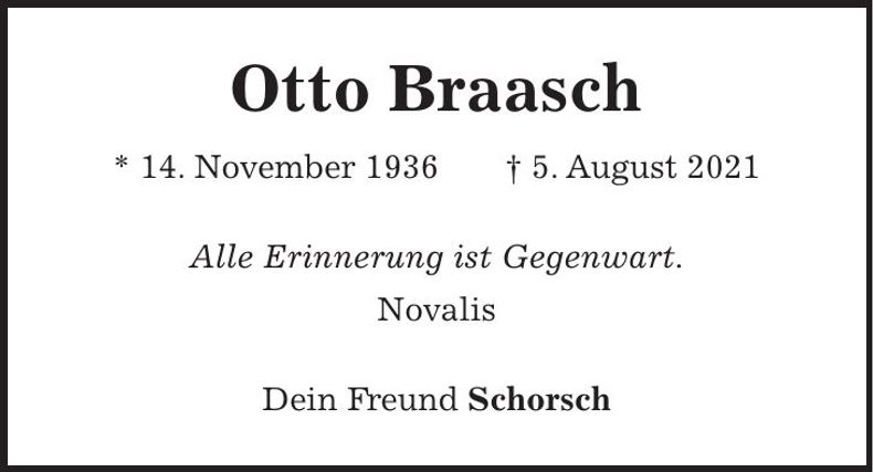 Traueranzeige Otto Braasch