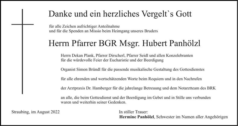 Traueranzeige Hubert Panhölzl