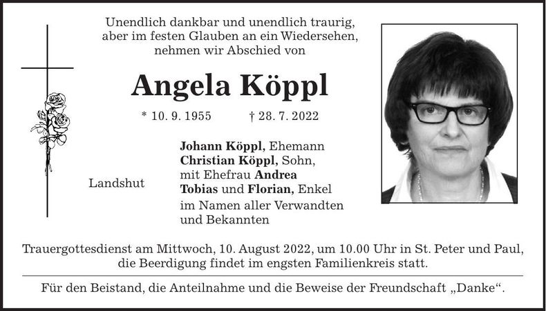 Traueranzeige Angela Köppl