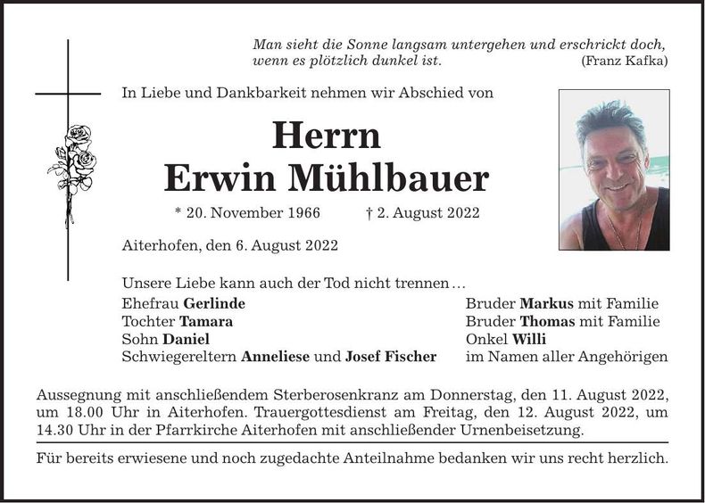 Traueranzeige Erwin Mühlbauer