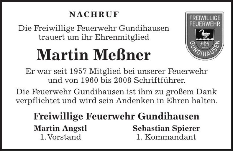 Traueranzeige Martin Meßner