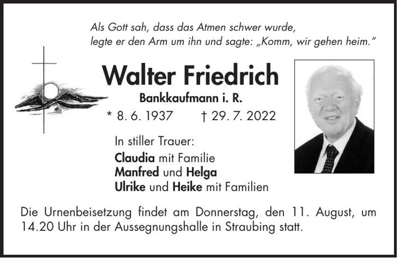 Traueranzeige Walter Friedrich