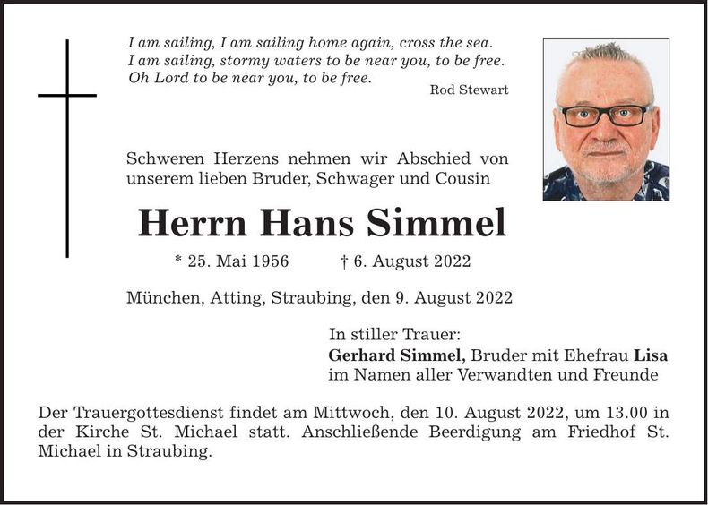 Traueranzeige Hans Simmel
