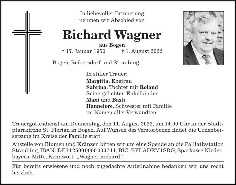 Traueranzeige Richard Wagner