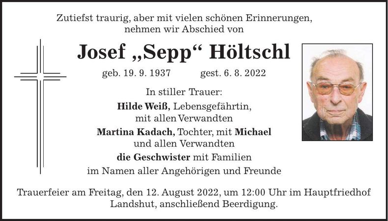 Traueranzeige Josef Höltschl