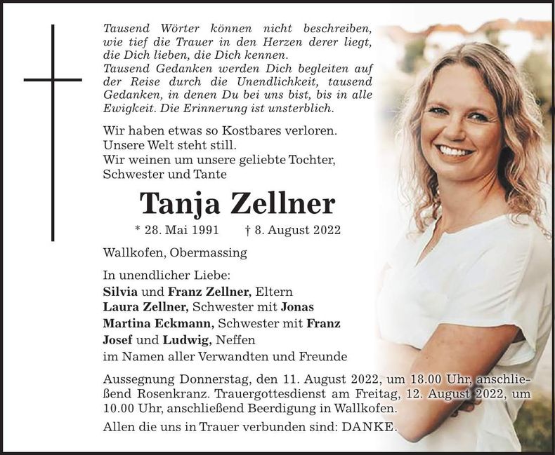 Traueranzeige Tanja Zellner