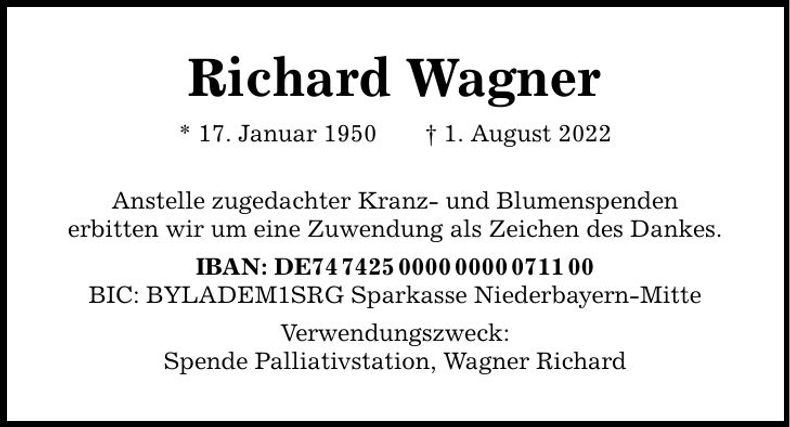 Traueranzeige Richard Wagner