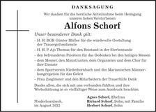 Traueranzeige Alfons Schorf