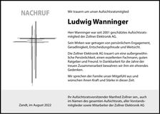 Traueranzeige Ludwig Wanninger
