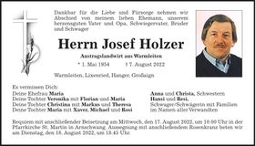 Traueranzeige Josef Holzer