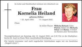 Traueranzeige Kornelia Heiland