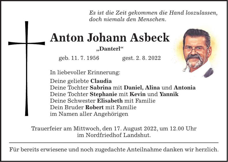 Traueranzeige Anton Johann Asbeck