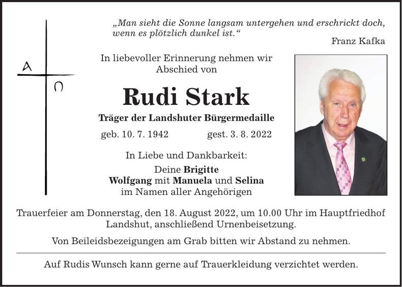 Traueranzeige Rudi Stark