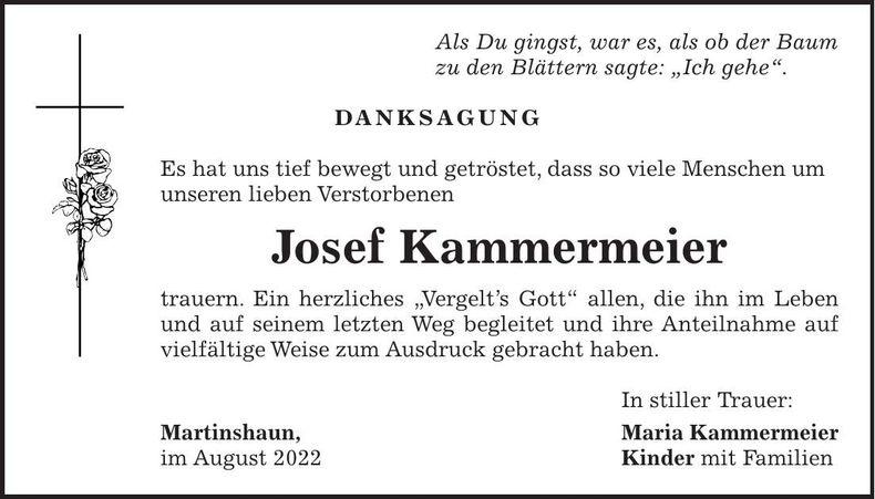 Traueranzeige Josef Kammermeier