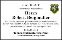 Traueranzeige Robert Bergmüller