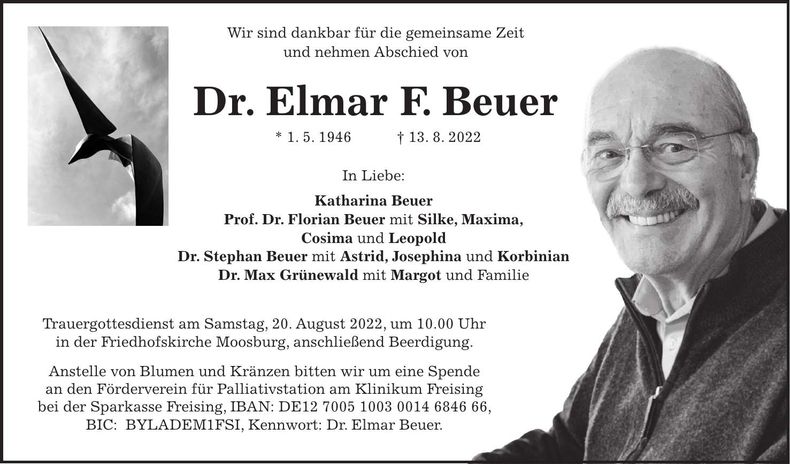 Traueranzeige Elmar Beuer