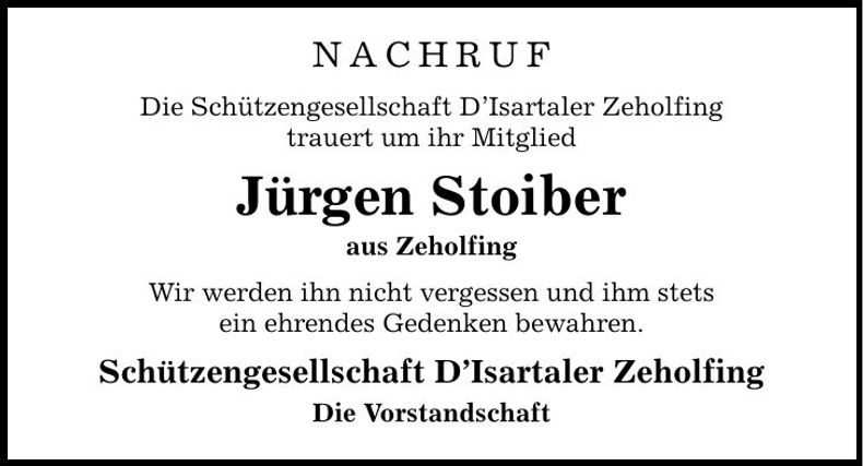 Traueranzeige Jürgen Stoiber