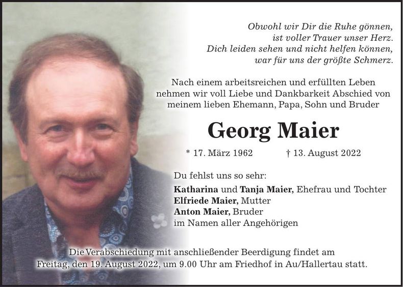 Traueranzeige Georg Maier