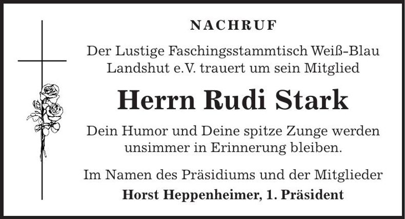 Traueranzeige Rudi Stark
