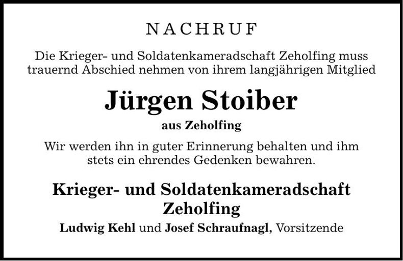 Traueranzeige Jürgen Stoiber