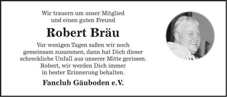 Traueranzeige Robert Bräu