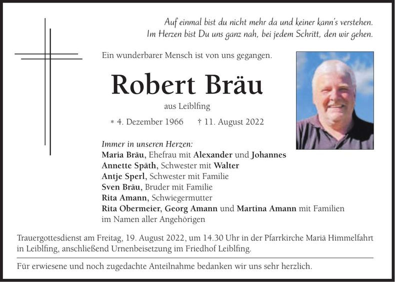 Traueranzeige Robert Bräu