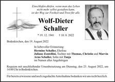 Traueranzeige Wolf-Dieter Schaller